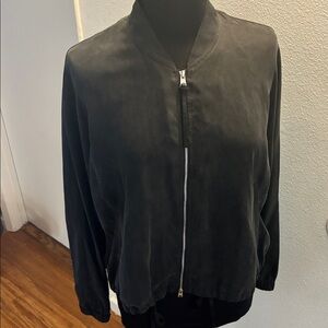 AllSaints Black Bomber ‘Silk Like’ Lyocell w/bottom ties NWOT Small 50” chest